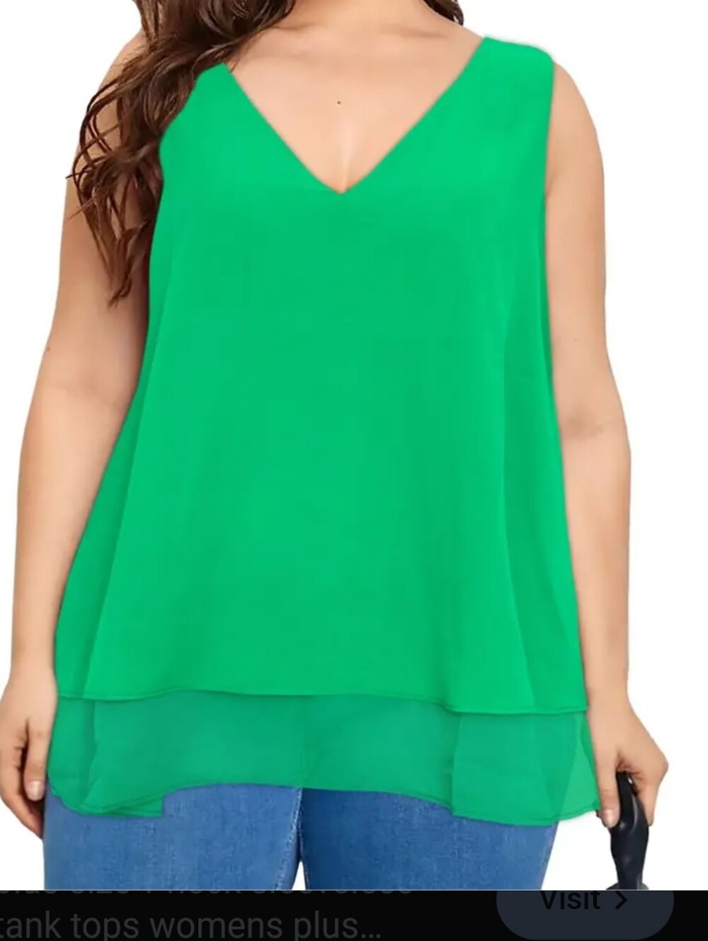 Cato Sleeveless V-Neck Women's Top in Teal Green - Classic Layered Silhouette